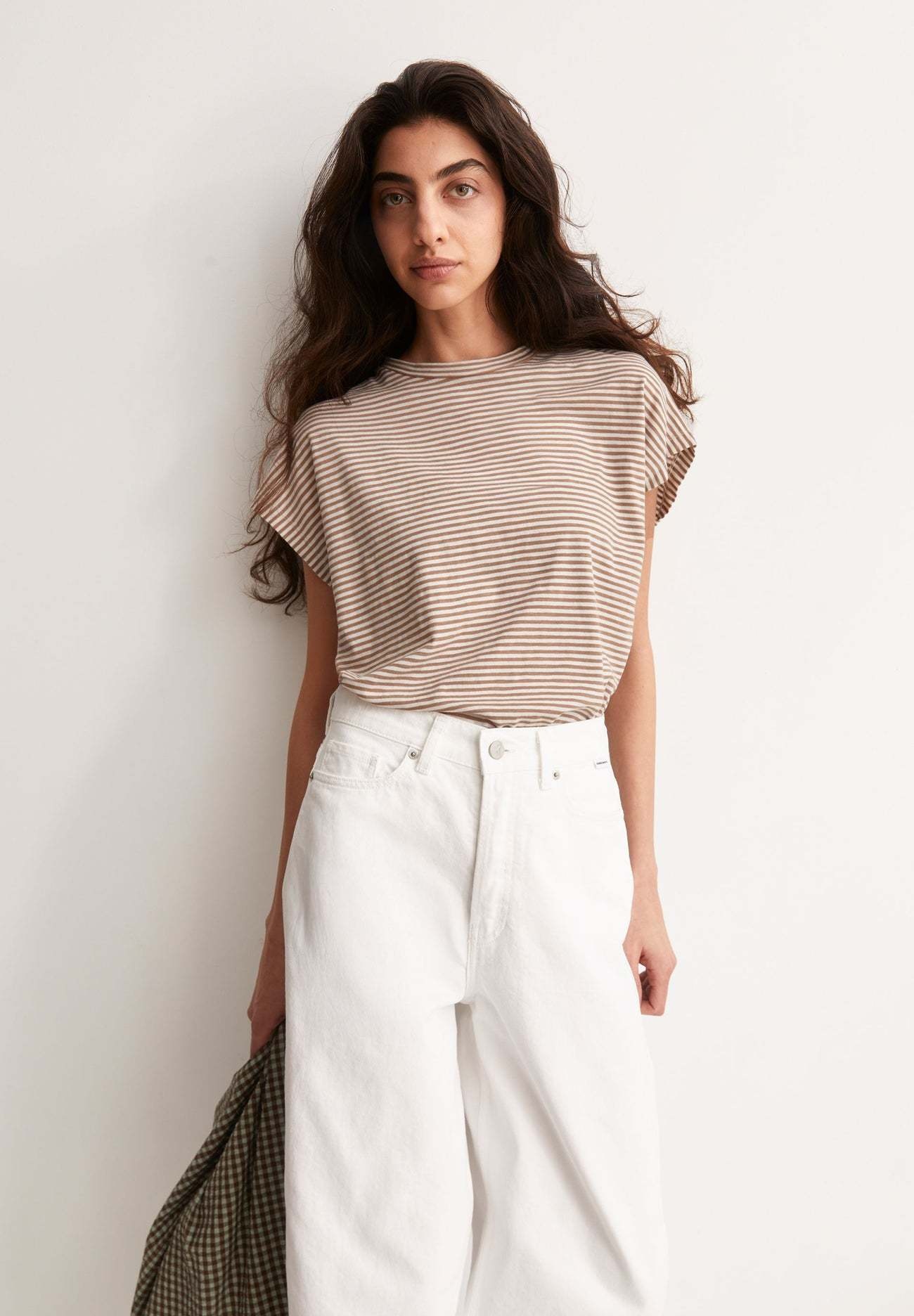 Armedangels Armedangels, Slub Jersey Stripe T-Shirt, oatmilk-cinnamon dust, S