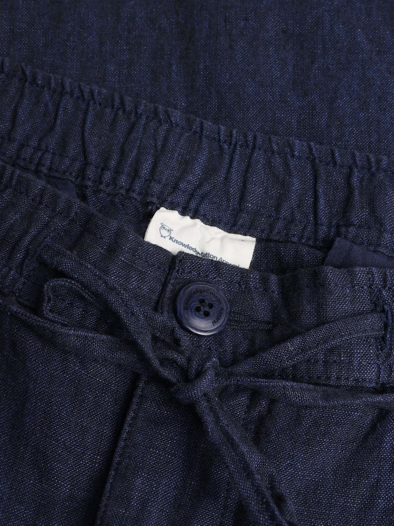 KnowledgeCotton Apparel KnowledgeCotton, Tim Tapered Linen, black jet, M