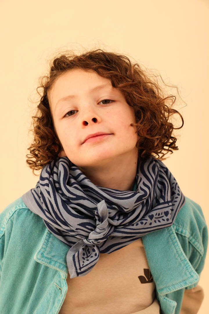 Maison Augustin, Adult Zebra Scarf, indigo