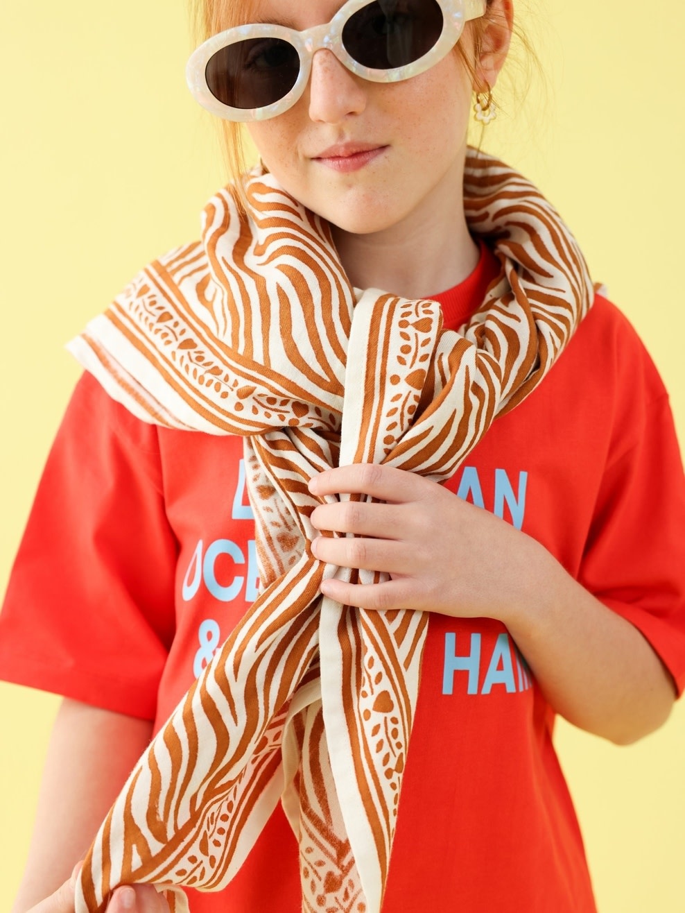 Maison Augustin Maison Augustin, Adult Zebra Scarf, camel