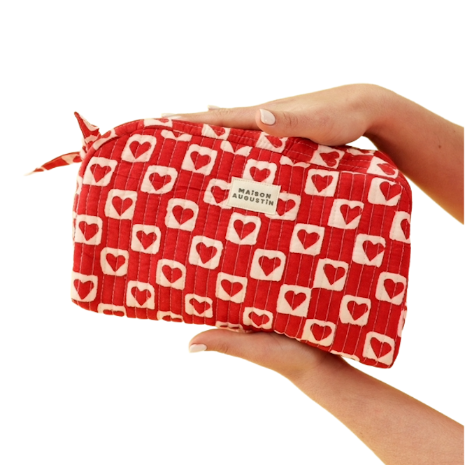 Maison Augustin Maison Augustin, Heart Toiletry Bag, ruby