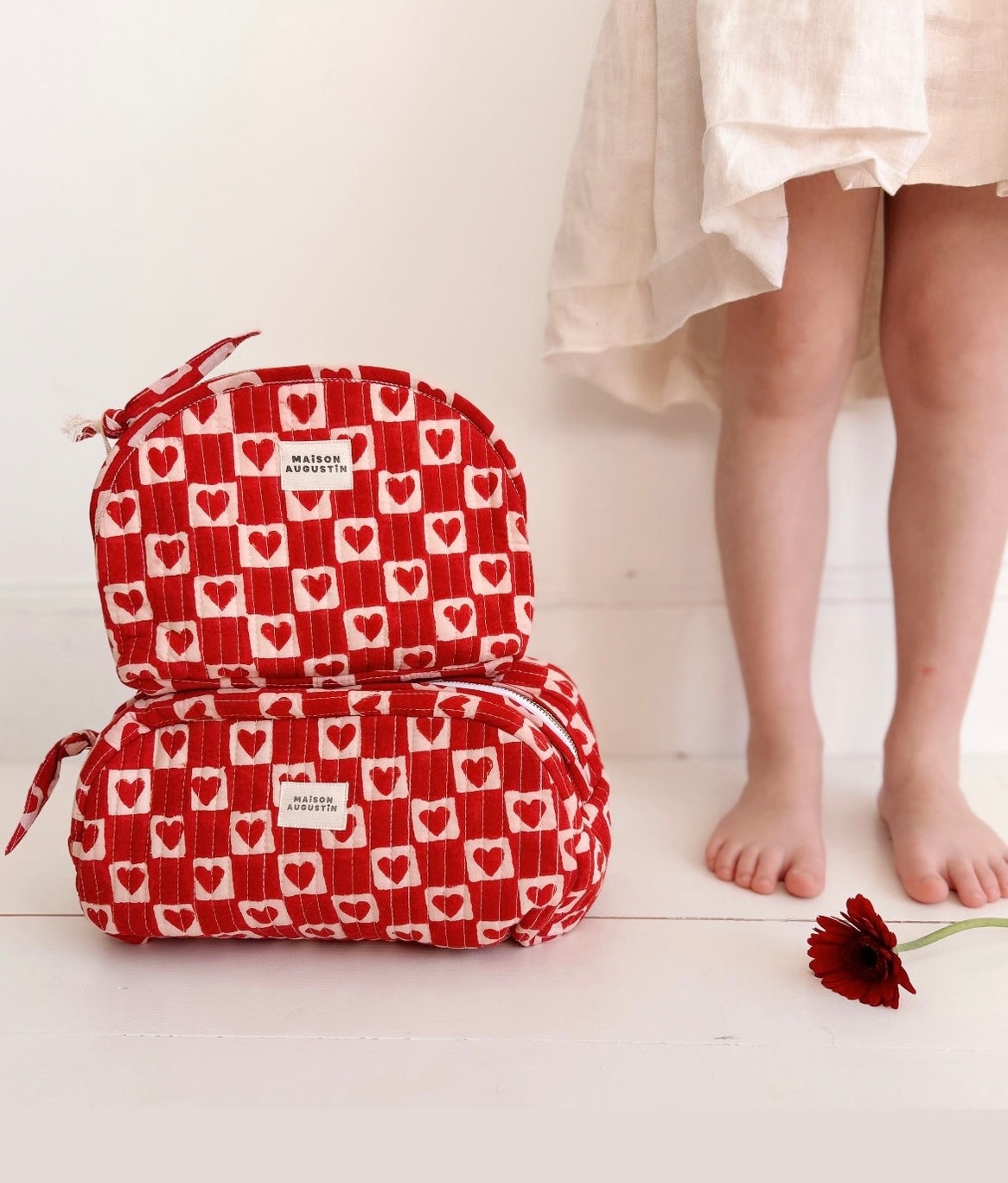 Maison Augustin Maison Augustin, Heart Toiletry Bag, ruby