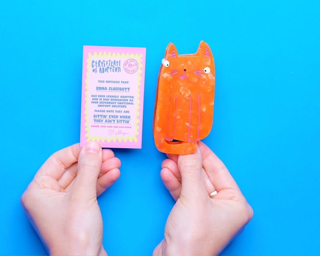 Bea Bellingham Bea Bellingham, Hair Clip, fat orange cat