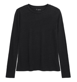 KnowledgeCotton Apparel KnowledgeCotton, LS Linen T-Shirt, black jet, S