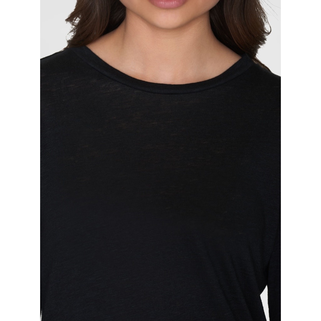 KnowledgeCotton Apparel KnowledgeCotton, LS Linen T-Shirt, black jet, S