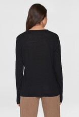 KnowledgeCotton Apparel KnowledgeCotton, LS Linen T-Shirt, black jet, XS