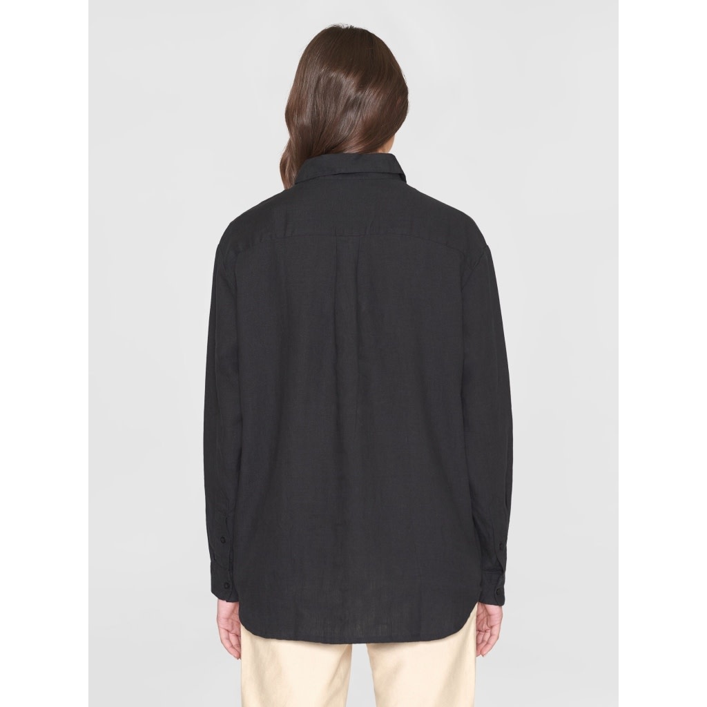 KnowledgeCotton Apparel KnowledgeCotton, Loose Linen Shirt, black jet, L