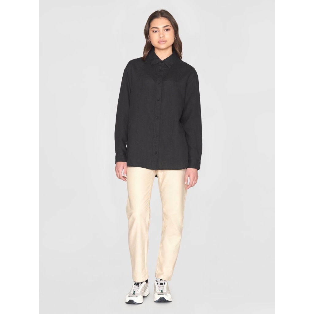 KnowledgeCotton Apparel KnowledgeCotton, Loose Linen Shirt, black jet, M