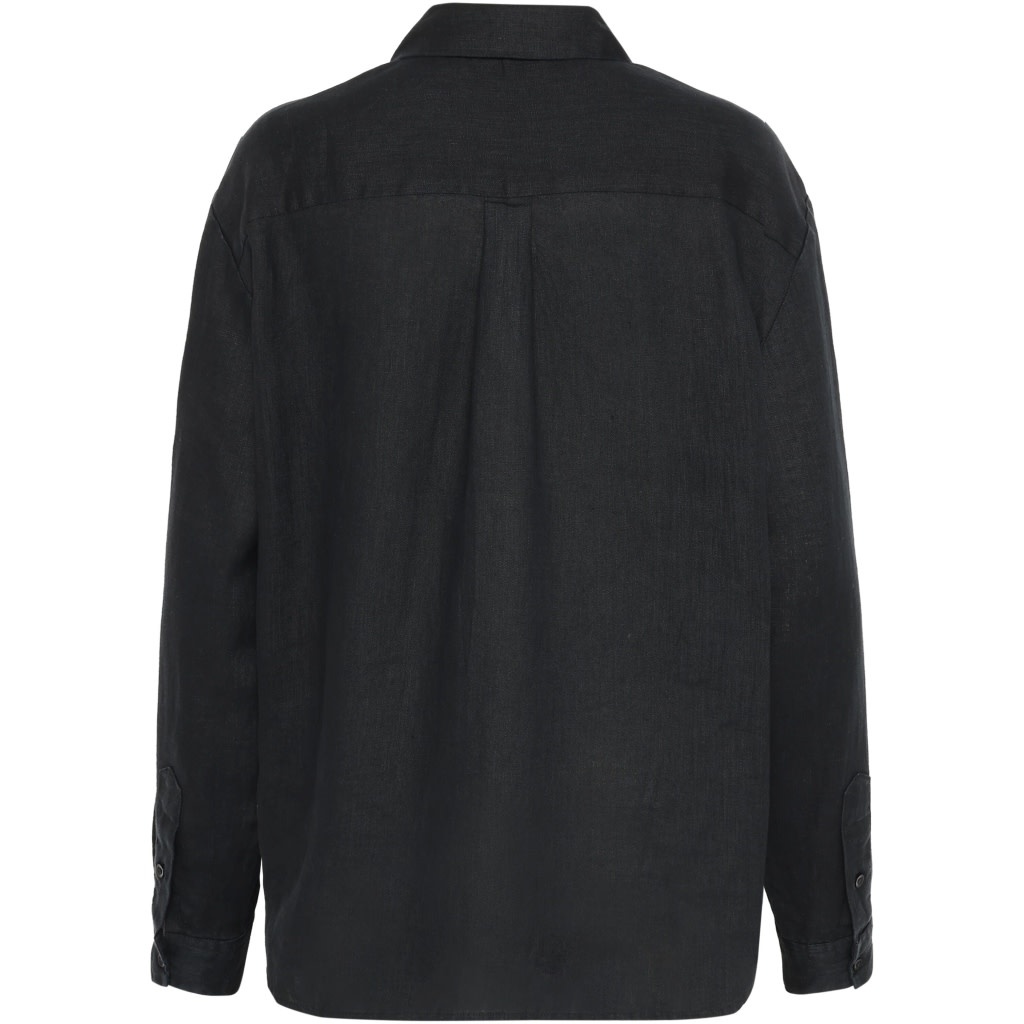 KnowledgeCotton Apparel KnowledgeCotton, Loose Linen Shirt, black jet, XS