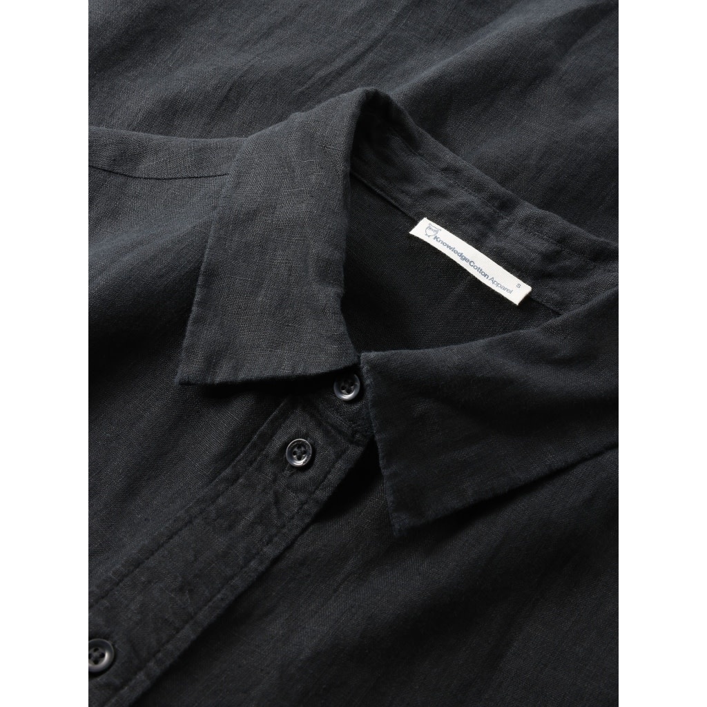 KnowledgeCotton Apparel KnowledgeCotton, Loose Linen Shirt, black jet, XS
