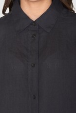 KnowledgeCotton Apparel KnowledgeCotton, Loose Linen Shirt, black jet, XS