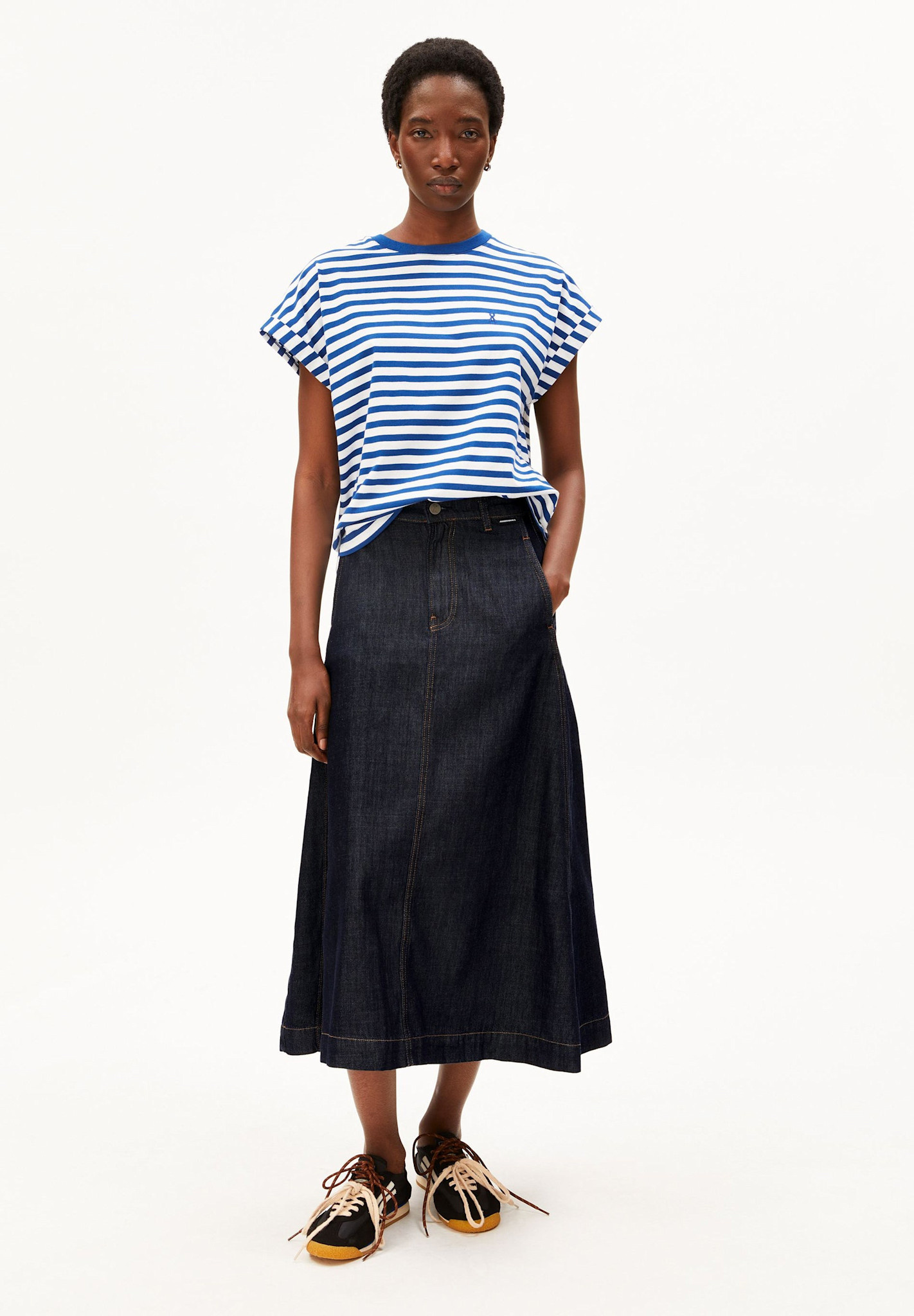 Armedangels Armedangels, Idaara Stripes, white-lapis blue, S