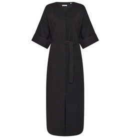 KnowledgeCotton Apparel KnowledgeCotton, Linen V-Neck Dress, black jet, L