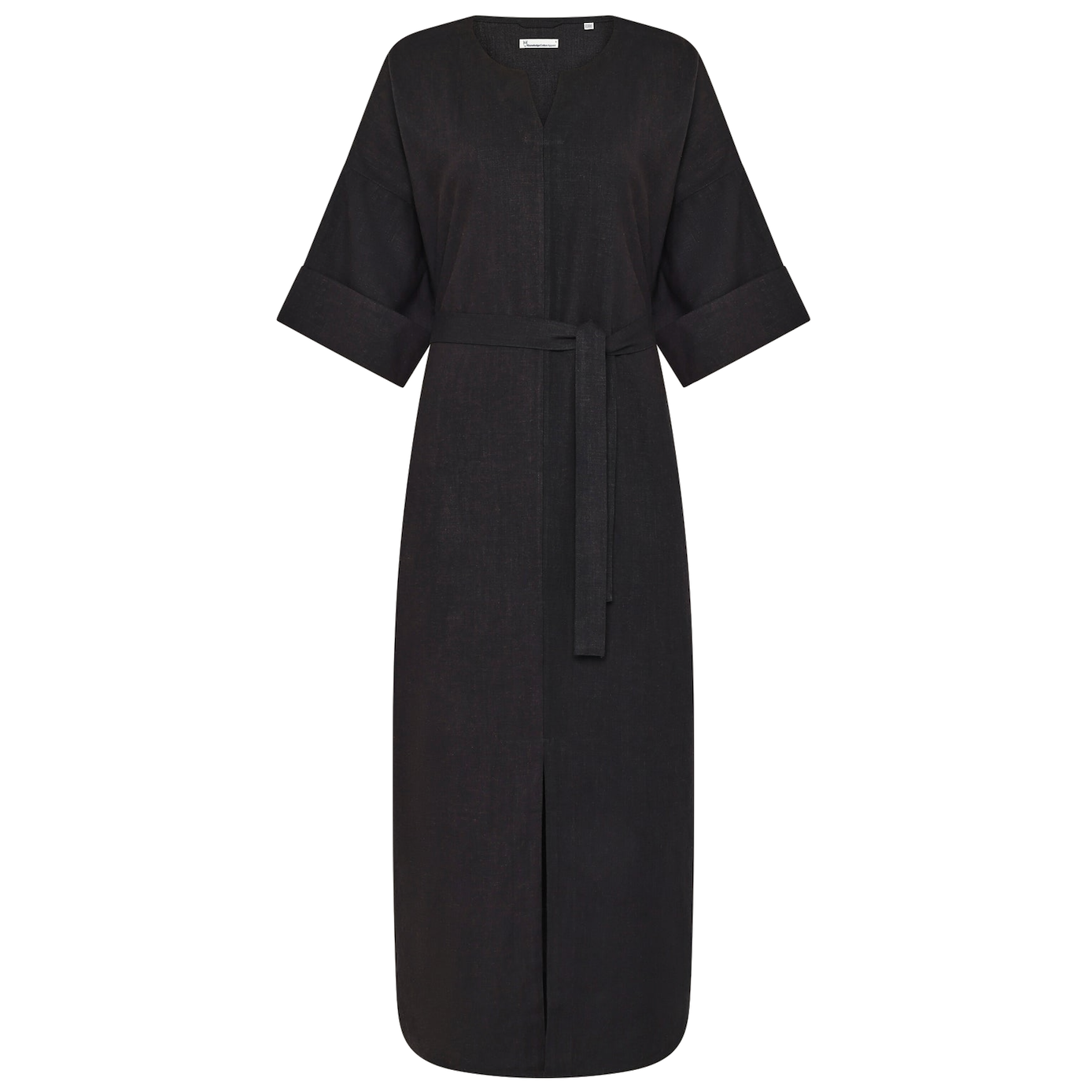 KnowledgeCotton Apparel KnowledgeCotton, Linen V-Neck Dress, black jet, L