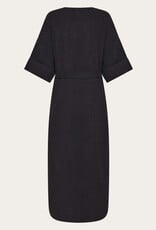 KnowledgeCotton Apparel KnowledgeCotton, Linen V-Neck Dress, black jet, L