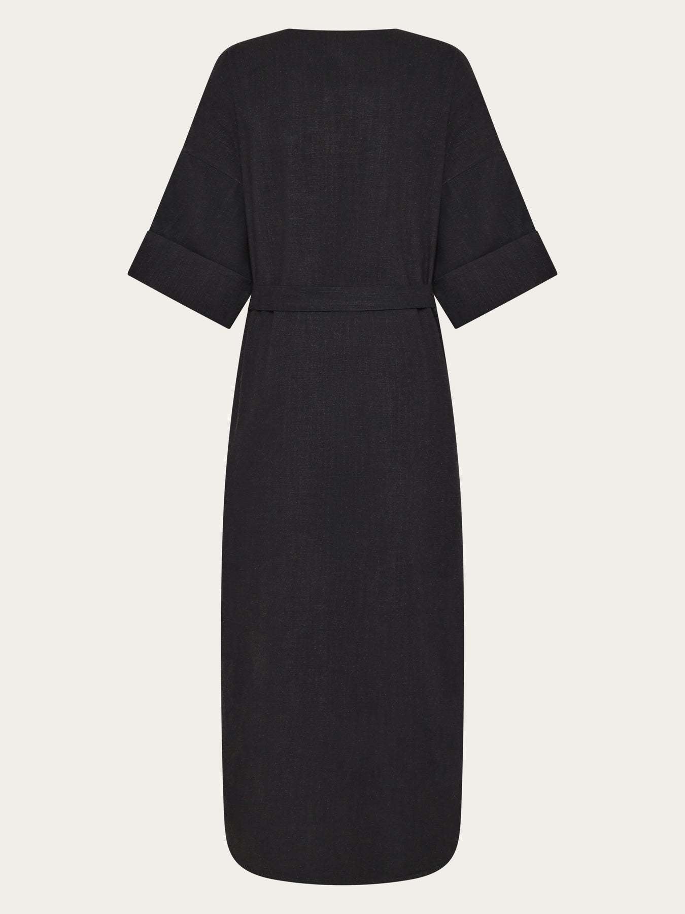 KnowledgeCotton Apparel KnowledgeCotton, Linen V-Neck Dress, black jet, L