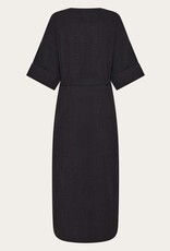 KnowledgeCotton Apparel KnowledgeCotton, Linen V-Neck Dress, black jet, S