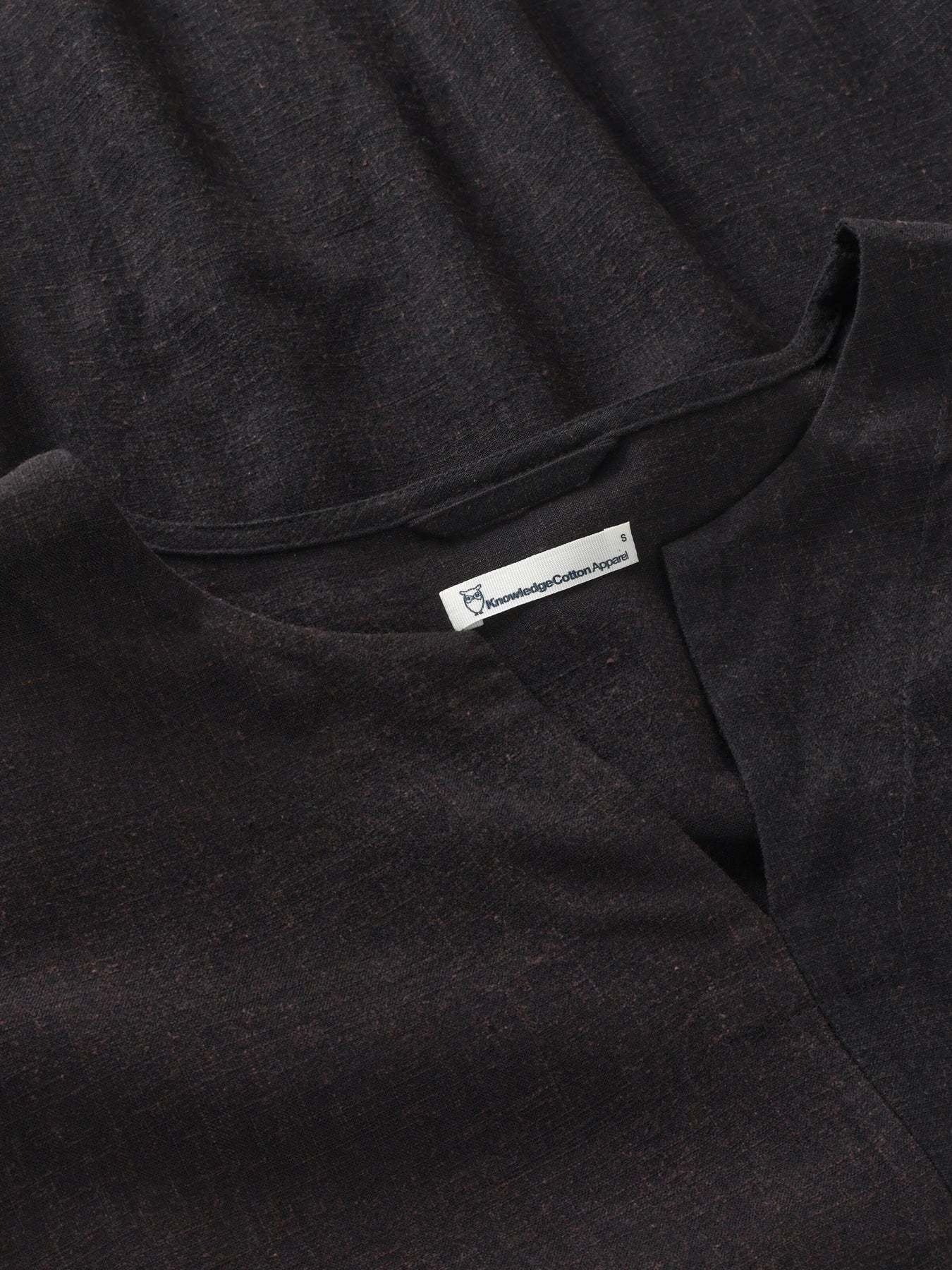 KnowledgeCotton Apparel KnowledgeCotton, Linen V-Neck Dress, black jet, S