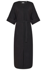 KnowledgeCotton Apparel KnowledgeCotton, Linen V-Neck Dress, black jet, XS