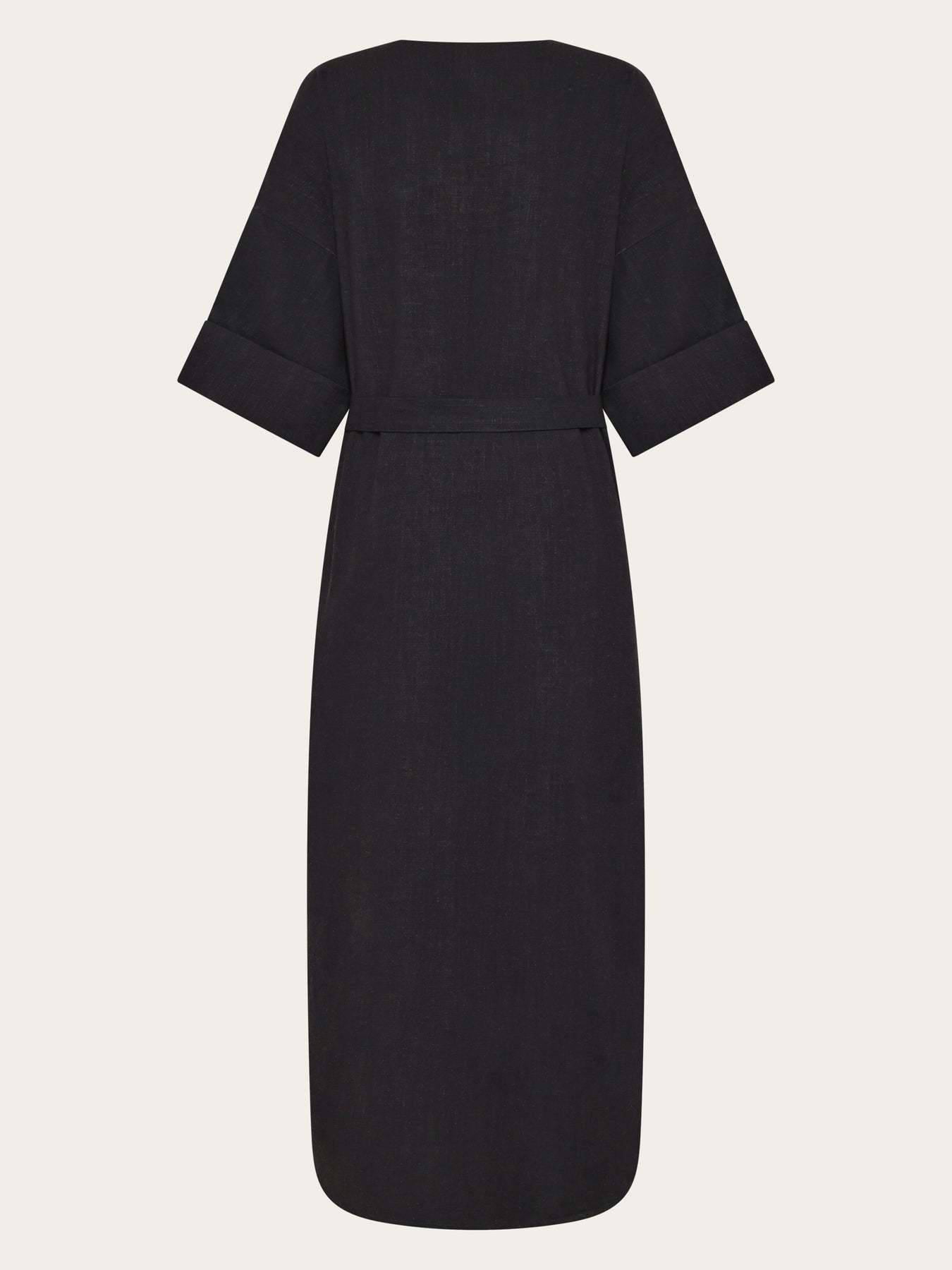 KnowledgeCotton Apparel KnowledgeCotton, Linen V-Neck Dress, black jet, XS