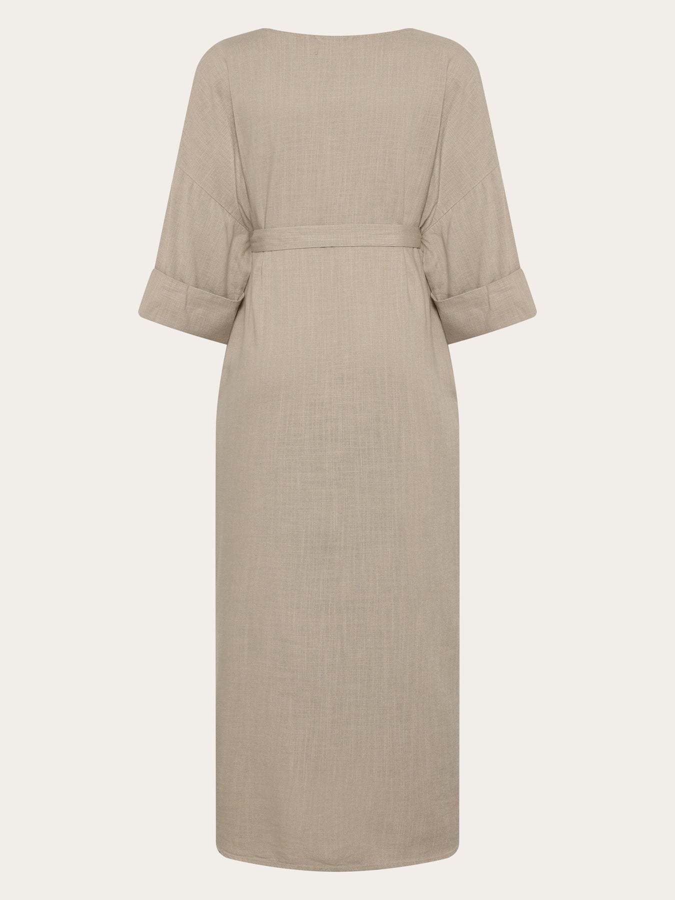 KnowledgeCotton Apparel KnowledgeCotton, Linen V-Neck Dress, light feather gray, M