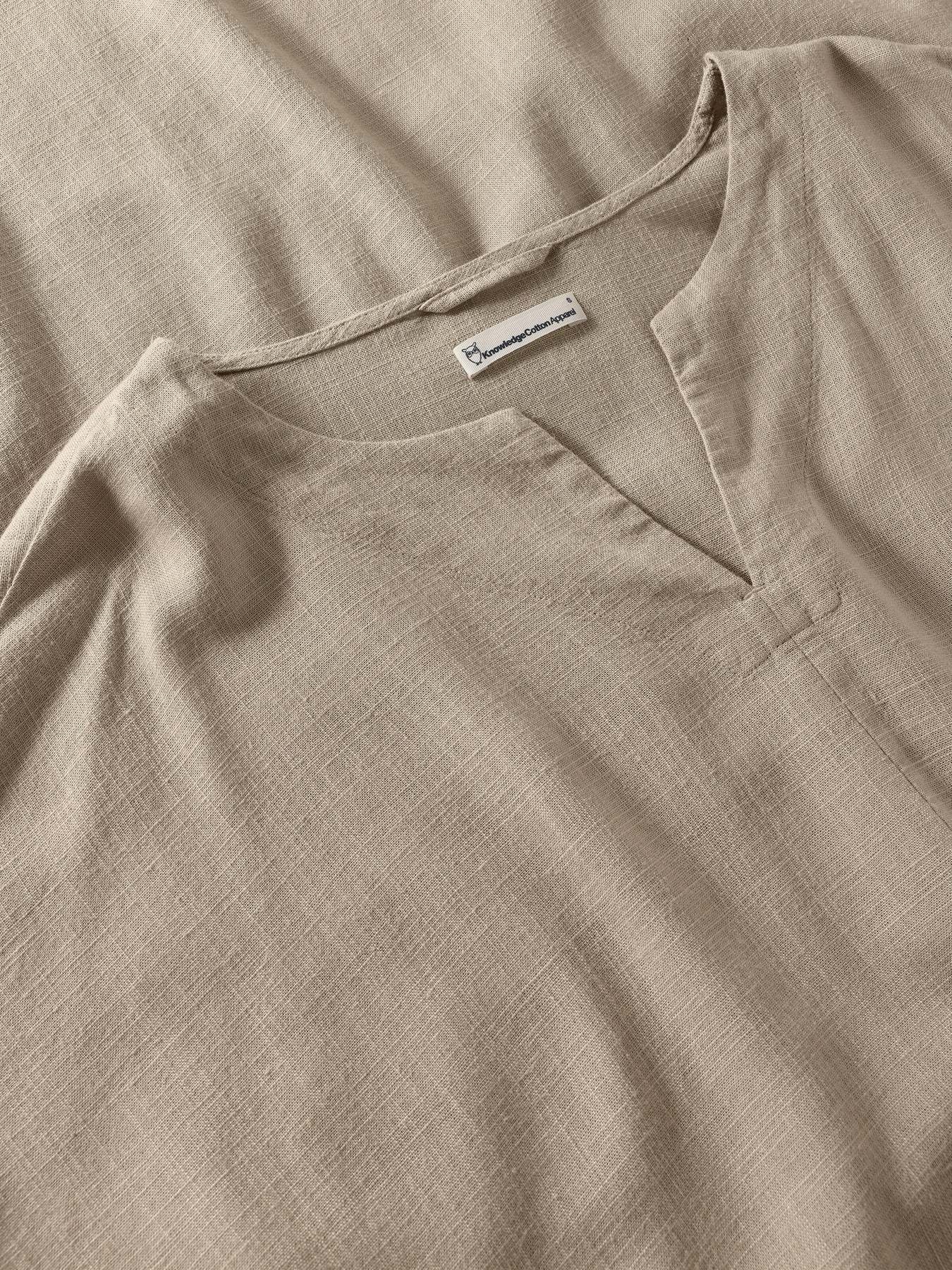 KnowledgeCotton Apparel KnowledgeCotton, Linen V-Neck Dress, light feather gray, S