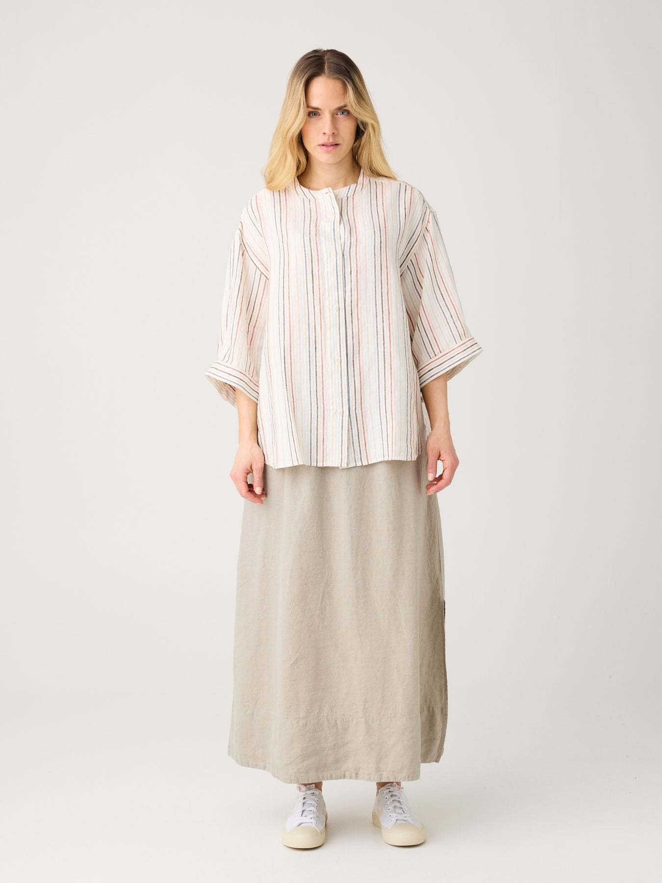 KnowledgeCotton Apparel KnowledgeCotton, Loose Linen Stripe Shirt, multi color, L