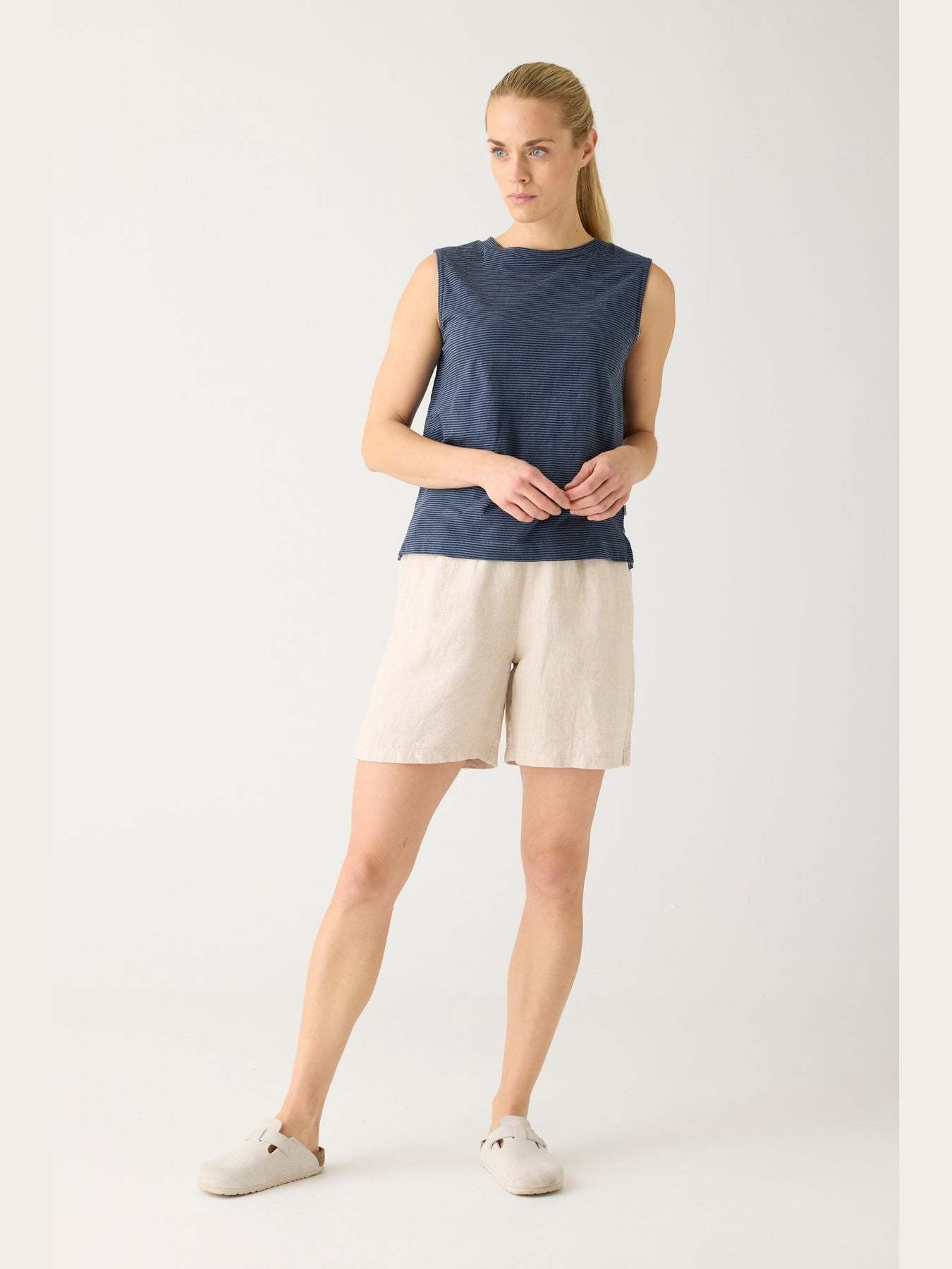 KnowledgeCotton Apparel KnowledgeCotton, Posey Wide Linen Blend Shorts, light feather gray, M