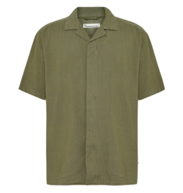 KnowledgeCotton Apparel KnowledgeCotton, Moss Relaxed Linen SS Shirt, burned olive, L