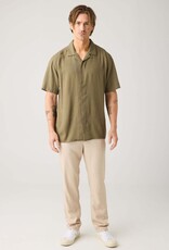 KnowledgeCotton Apparel KnowledgeCotton, Moss Relaxed Linen SS Shirt, burned olive, L