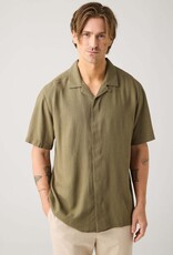 KnowledgeCotton Apparel KnowledgeCotton, Moss Relaxed Linen SS Shirt, burned olive, M