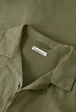 KnowledgeCotton Apparel KnowledgeCotton, Moss Relaxed Linen SS Shirt, burned olive, M