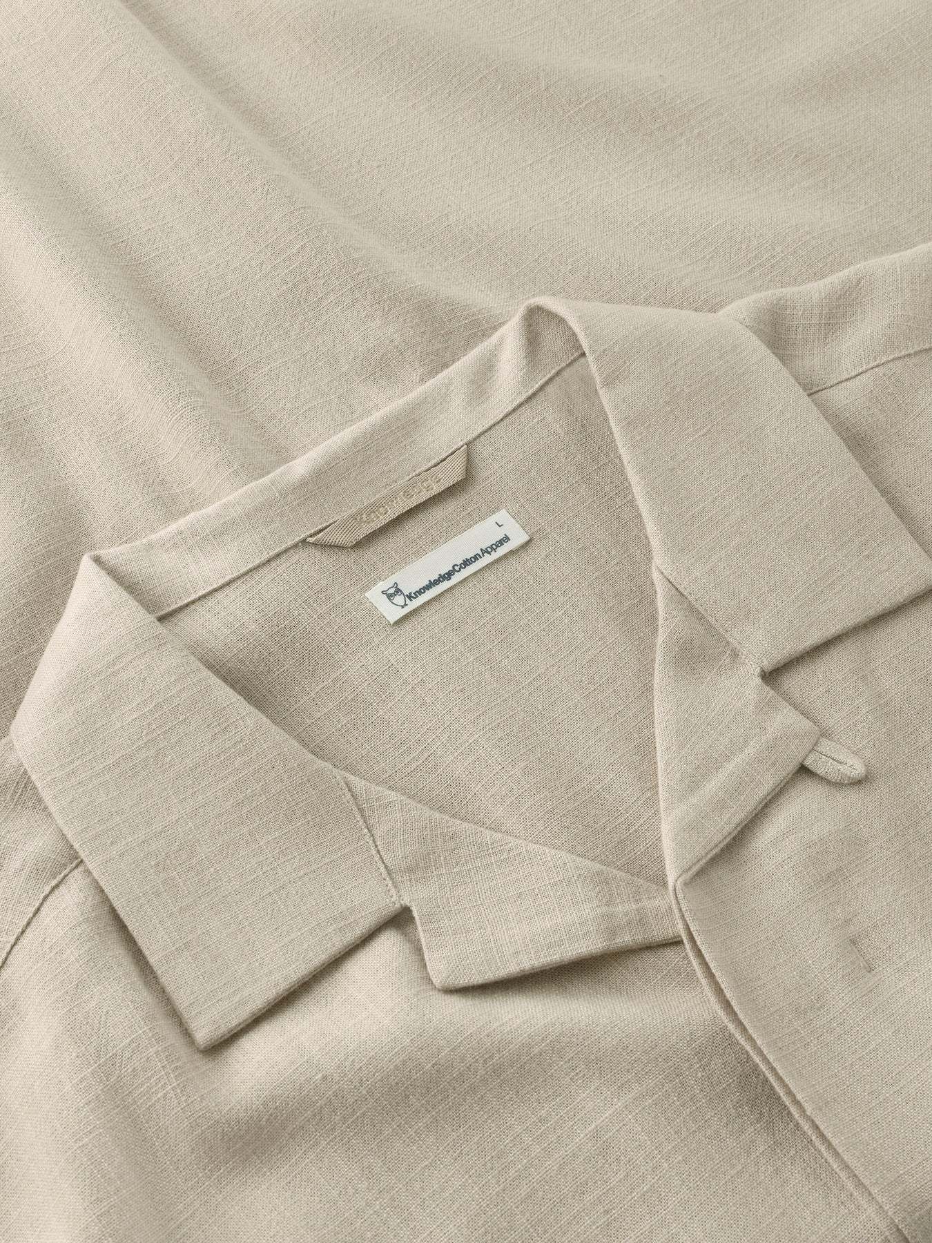 KnowledgeCotton Apparel KnowledgeCotton, Moss Relaxed Linen SS Shirt, light feather gray, L