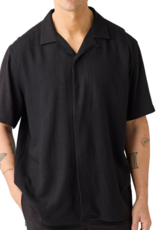 KnowledgeCotton Apparel KnowledgeCotton, Moss Relaxed Linen SS Shirt, black jet, XL