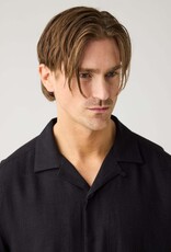 KnowledgeCotton Apparel KnowledgeCotton, Moss Relaxed Linen SS Shirt, black jet, XL