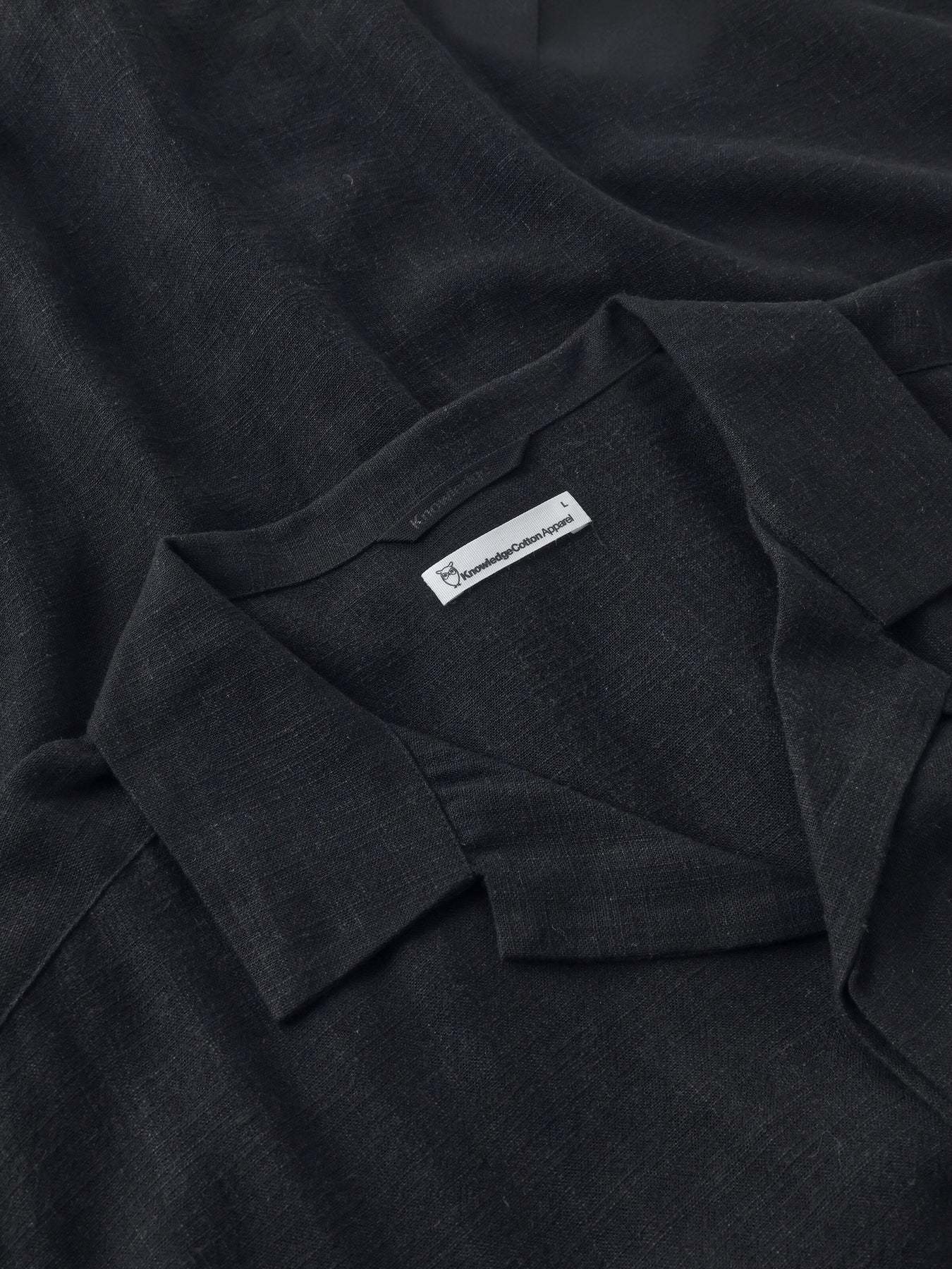 KnowledgeCotton Apparel KnowledgeCotton, Moss Relaxed Linen SS Shirt, black jet, XL