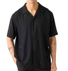 KnowledgeCotton Apparel KnowledgeCotton, Moss Relaxed Linen SS Shirt, black jet, S