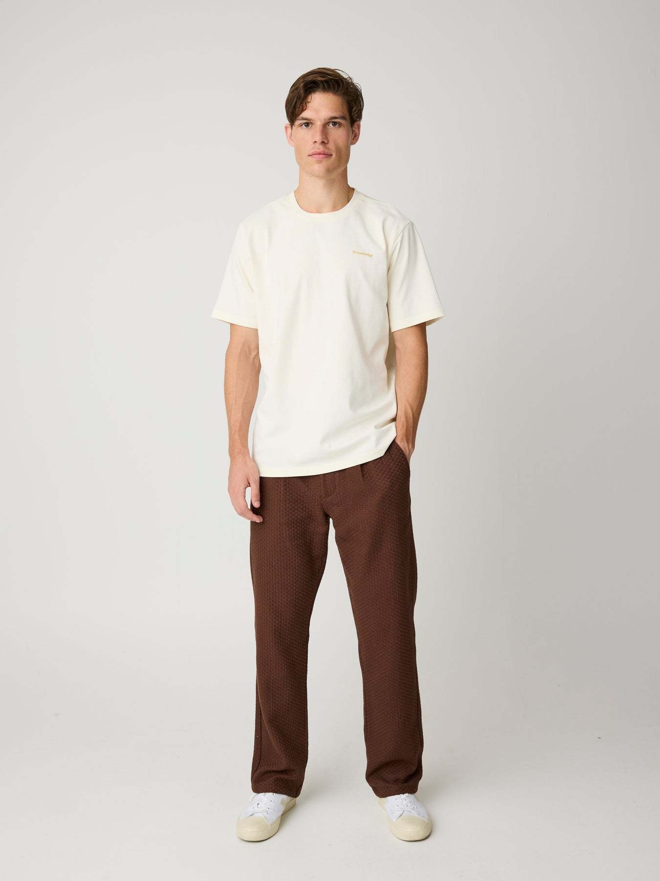 KnowledgeCotton Apparel KnowledgeCotton, Fig Loose Structure Pants, shaved chocolate, S