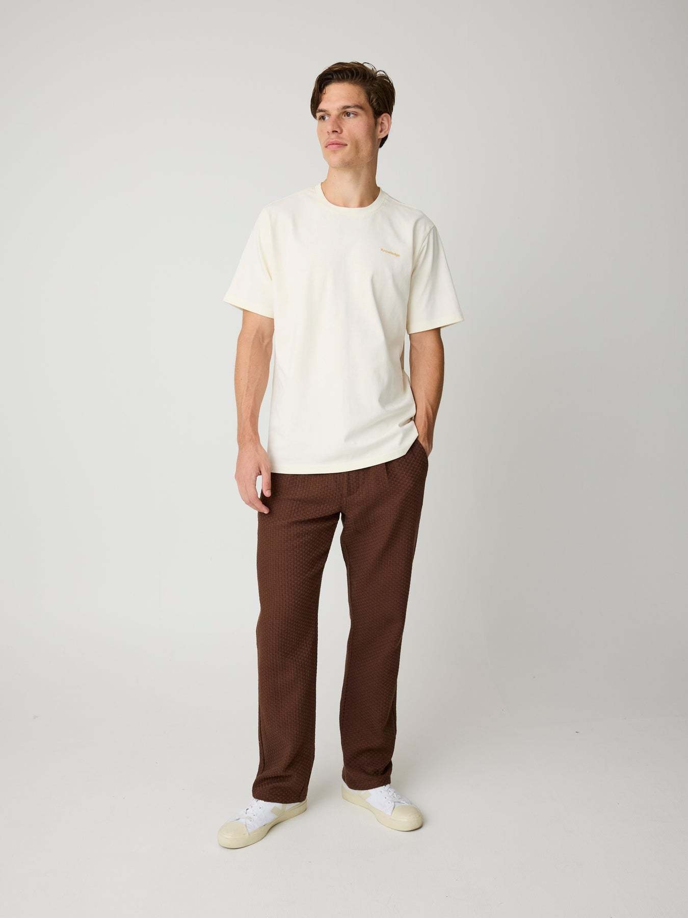 KnowledgeCotton Apparel KnowledgeCotton, Fig Loose Structure Pants, shaved chocolate, S
