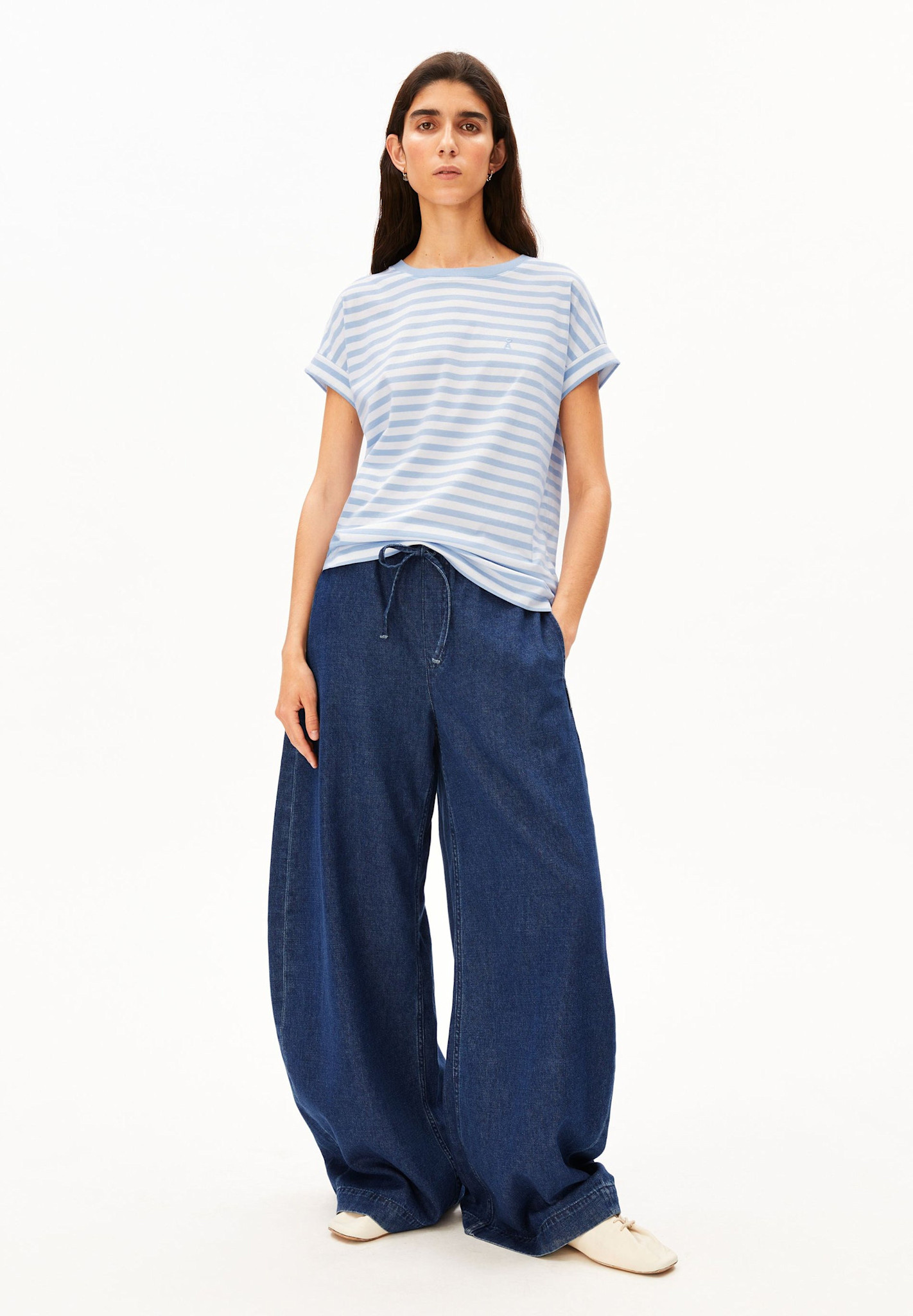Armedangels Armedangels, Idaara Stripes, white-soft blue, M