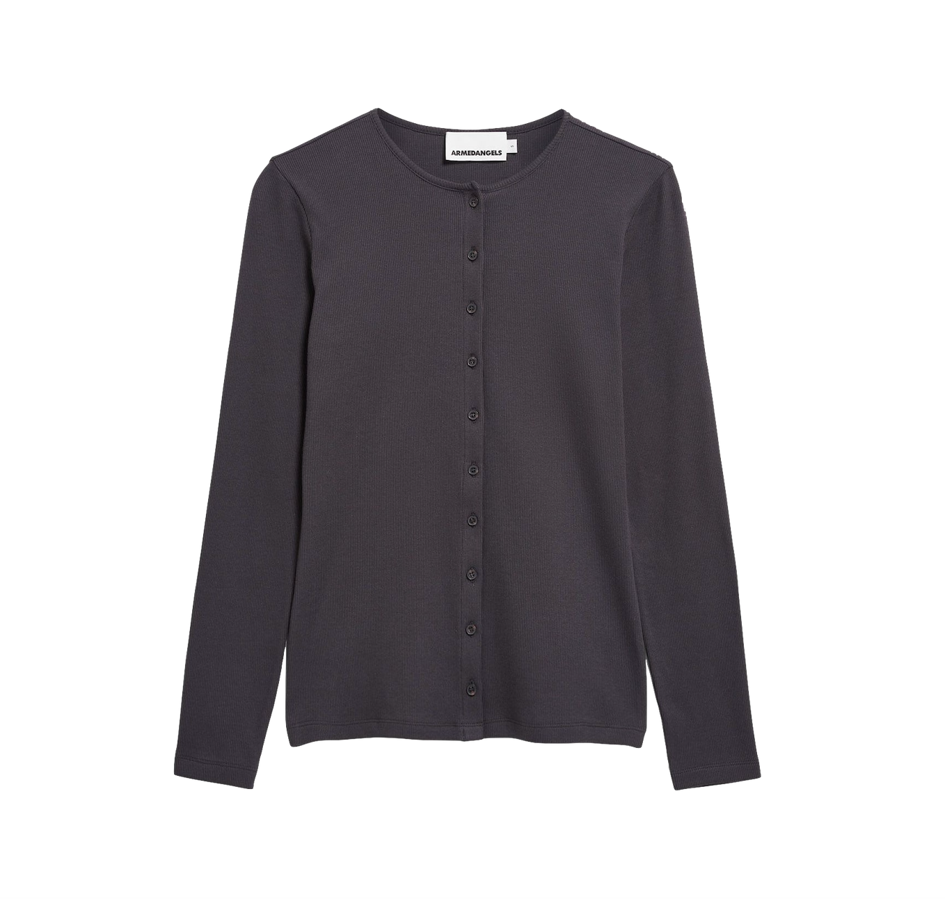 Armedangels Armedangels, Rib Button Longsleeve, dark steel, L