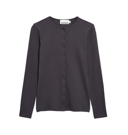 Armedangels Armedangels, Rib Button Longsleeve, dark steel, XS
