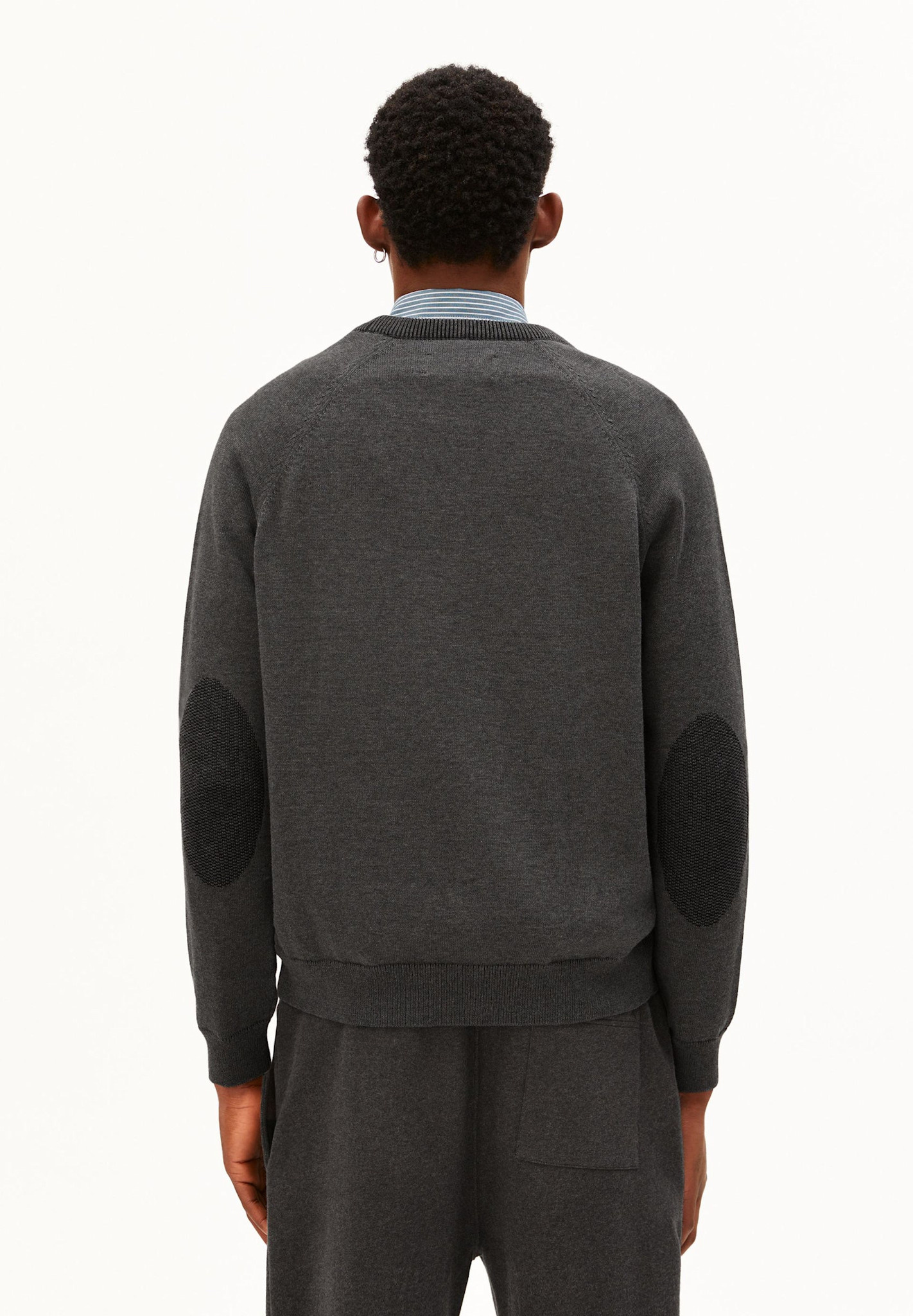 Armedangels Armedangels, Cotton Knit Sweater, mid silver melange-black, M