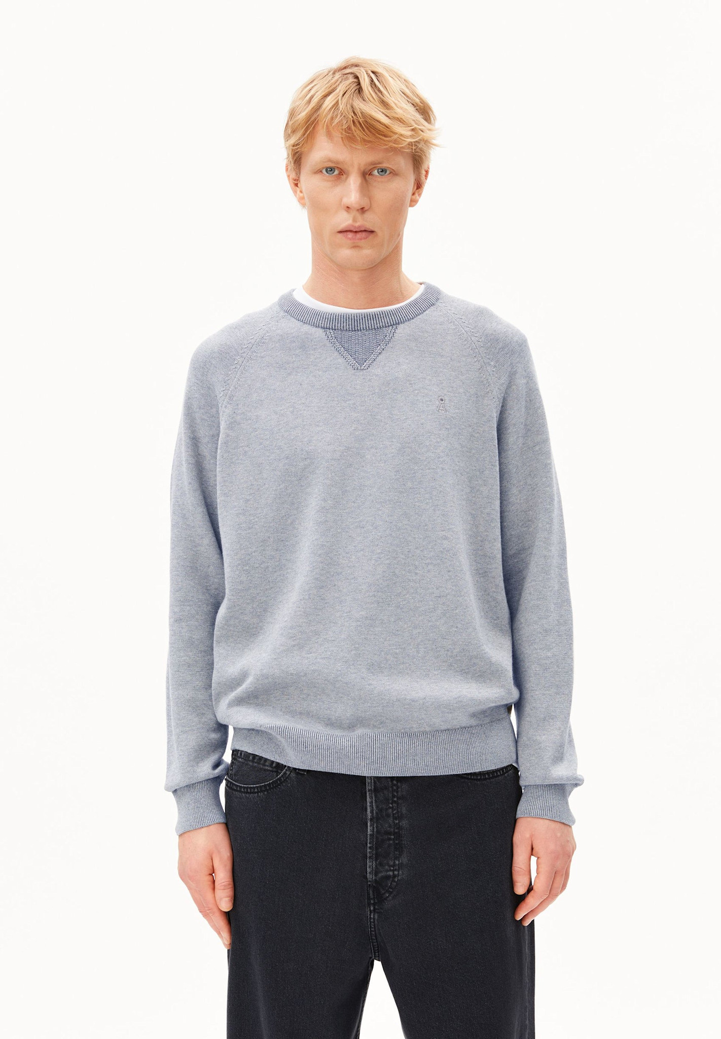 Armedangels Armedangels, Cotton Knit Sweater, silver melange-mid silver melange, XL