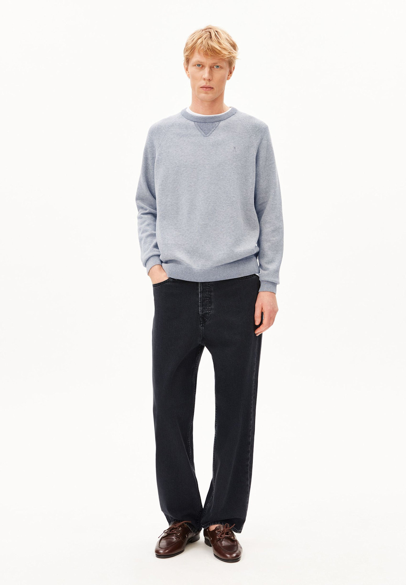 Armedangels Armedangels, Cotton Knit Sweater, silver melange-mid silver melange, S