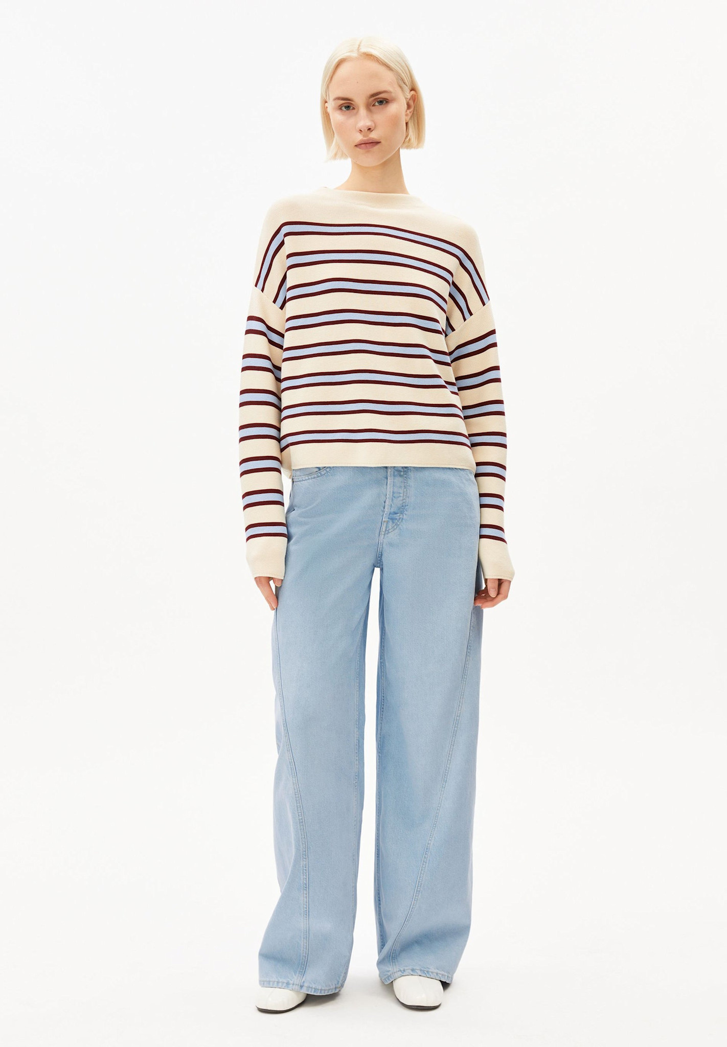 Armedangels Armedangels, Merinaa Striped, oatmilk-velvet red-soft blue, L