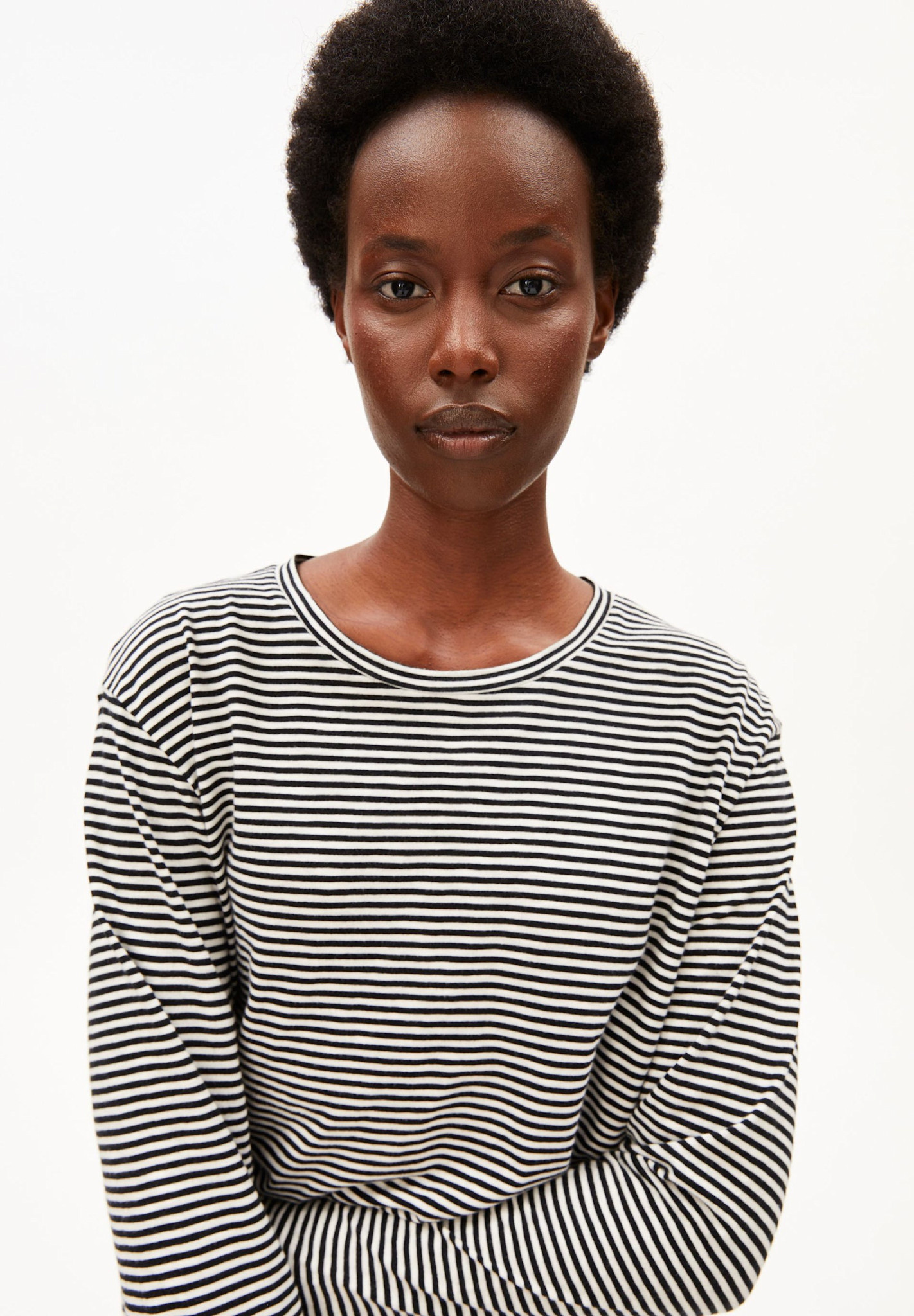 Armedangels Armedangels, Slub Jersey Stripe LS, black-oatmilk, M