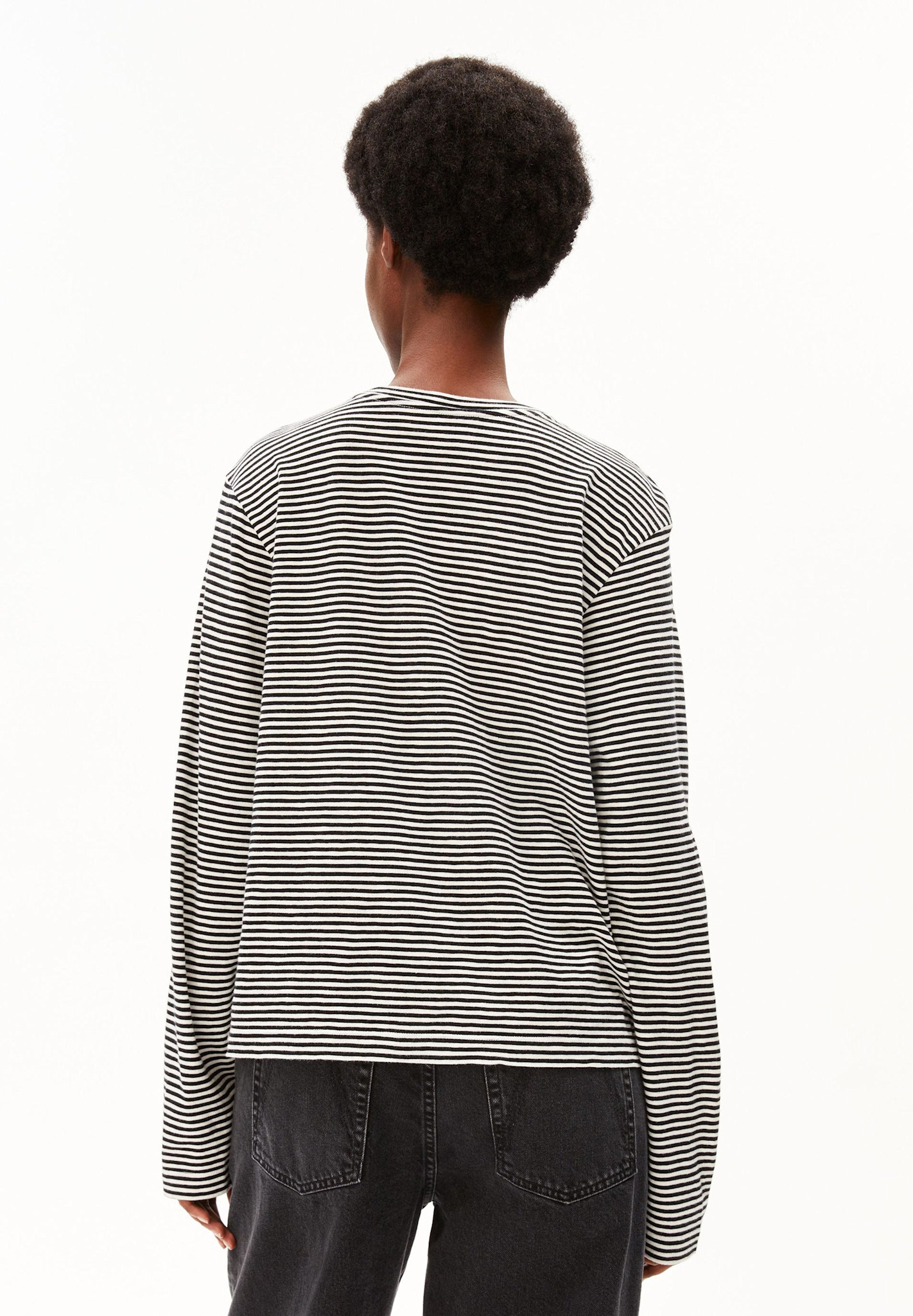 Armedangels Armedangels, Slub Jersey Stripe LS, black-oatmilk, M