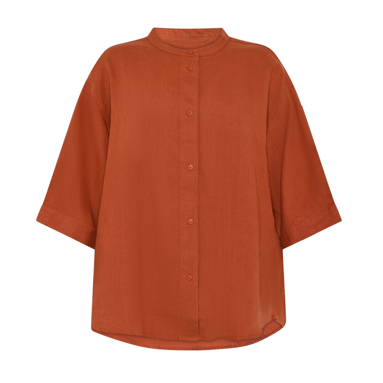 KnowledgeCotton Apparel KnowledgeCotton, Organic Linen Shirt, burnt brick, M