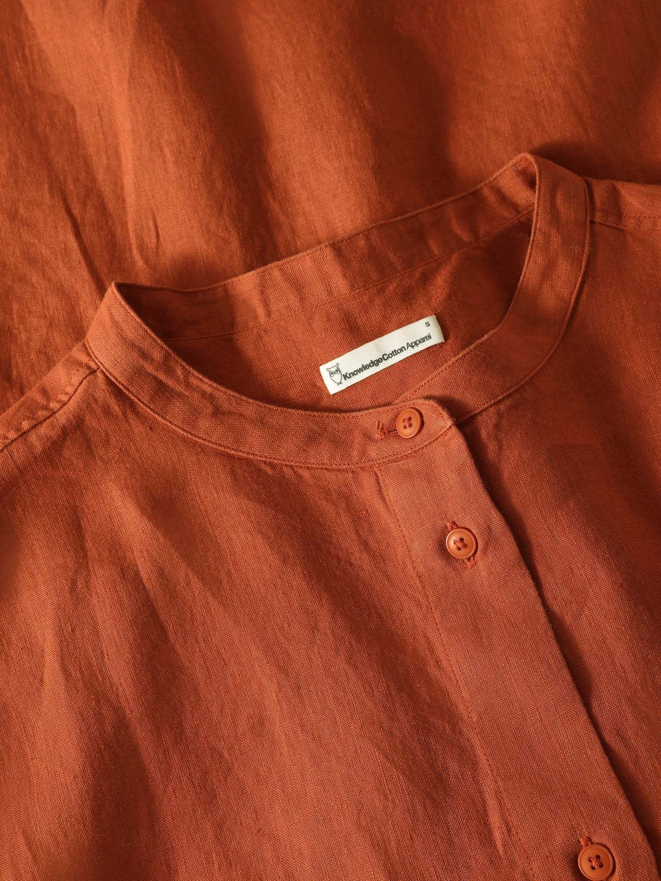 KnowledgeCotton Apparel KnowledgeCotton, Organic Linen Shirt, burnt brick, M